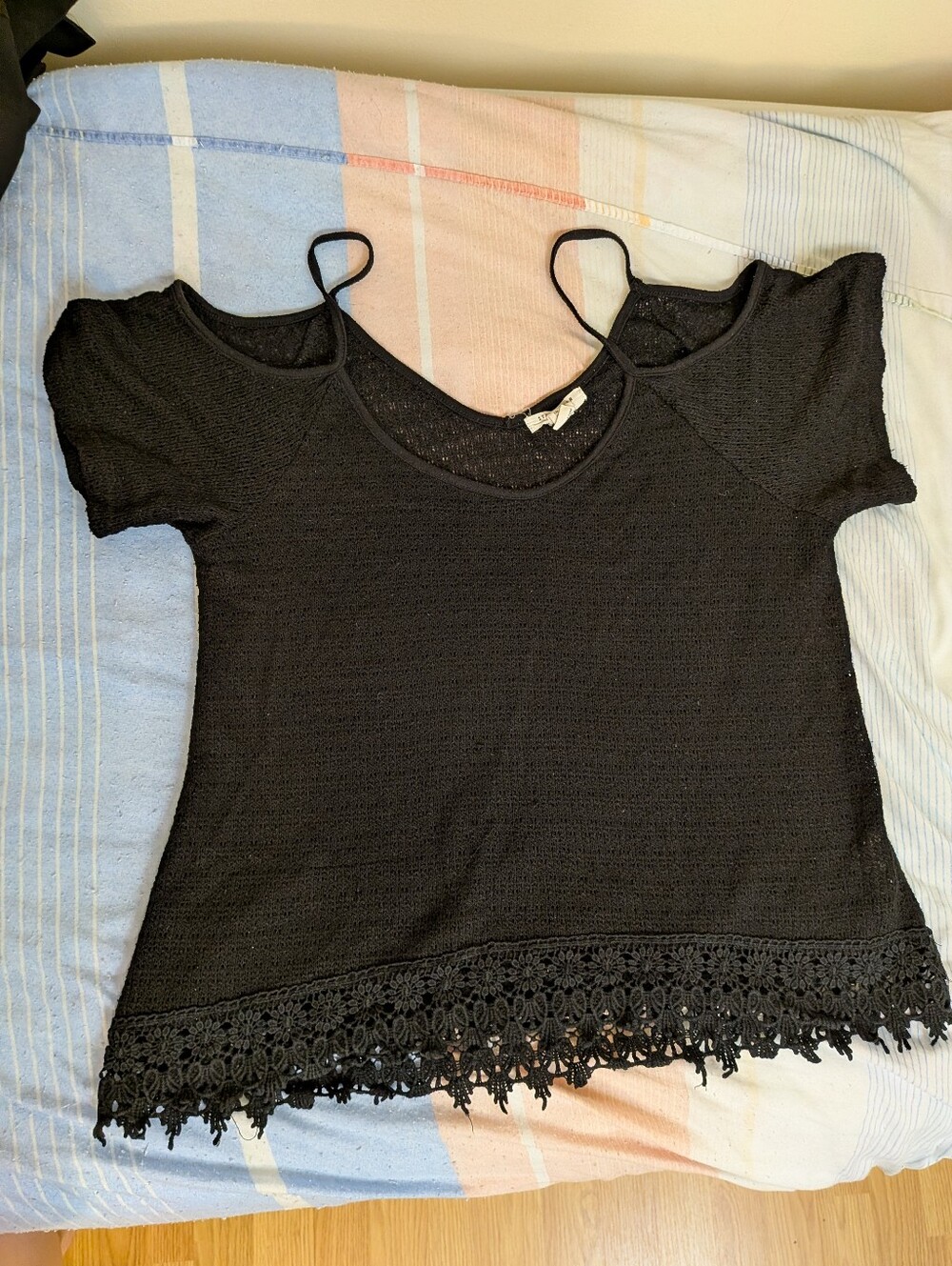 Black Crochet Trim Knit Tank Top
